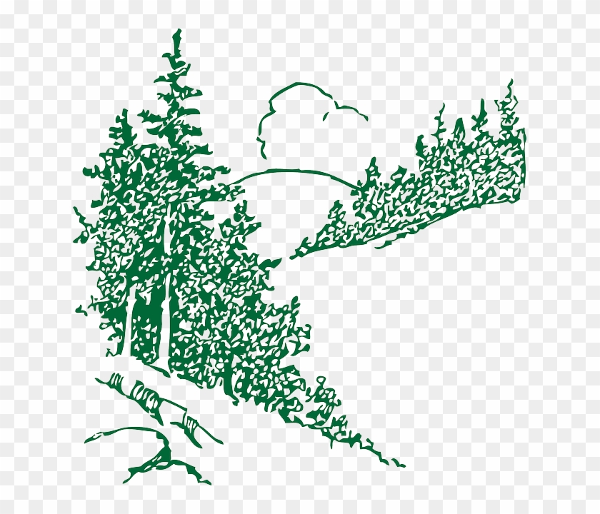 Free Cloud, Outline, Mountain, Plants, Tree, Landscape, - Free Christmas Clip Art #447982