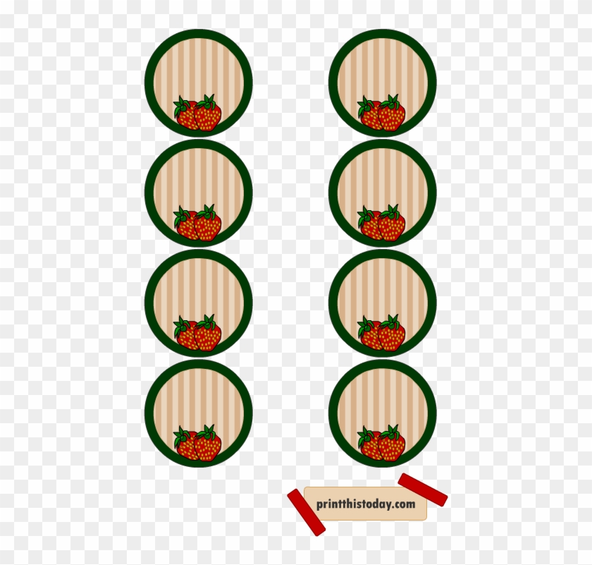 Jar Lid Labels Featuring Strawberries - Label #448080