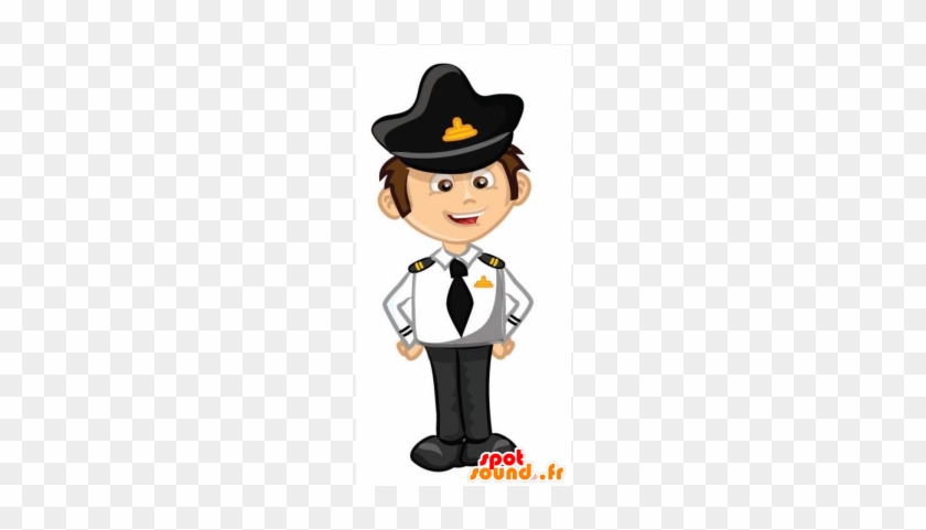 Nuevo Mascota Del Muchacho, Policía, Vestido De Blanco - Cartoon Images Of A Pilot #448712