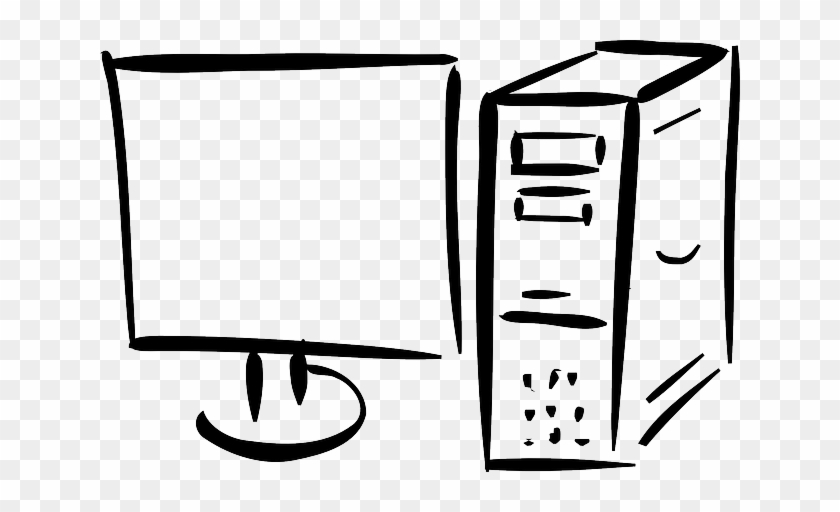 Black, Monitor, Screen, Outline, White Computer Black And White