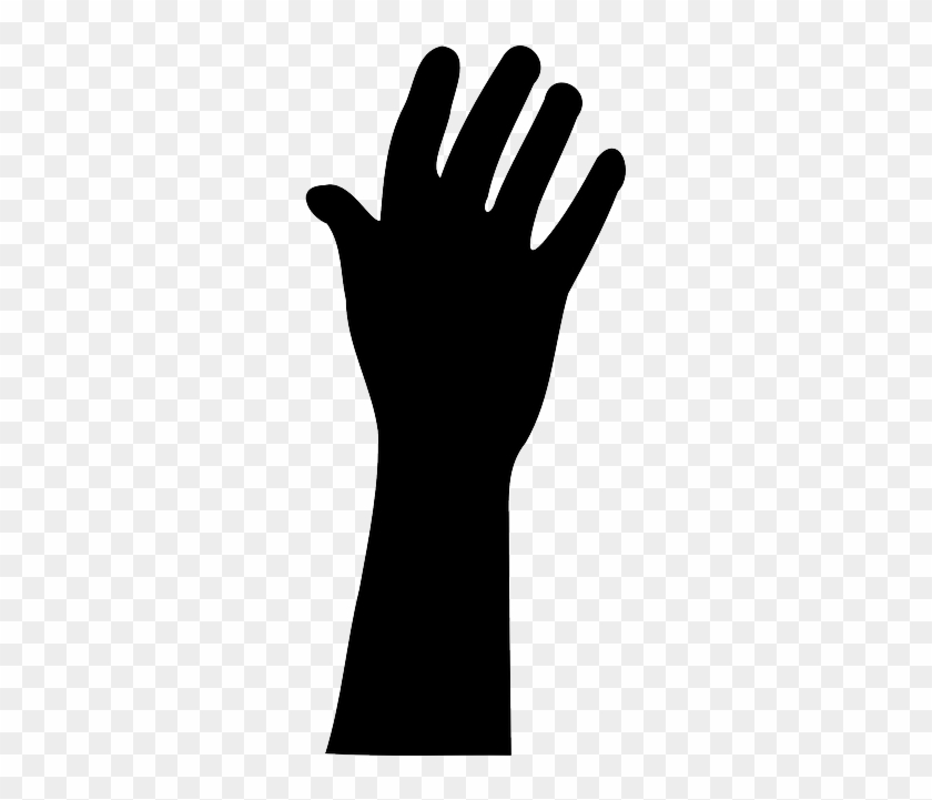 Silhouette, Finger, Arm, Black, Thumb - Raised Hand Silhouette #449882