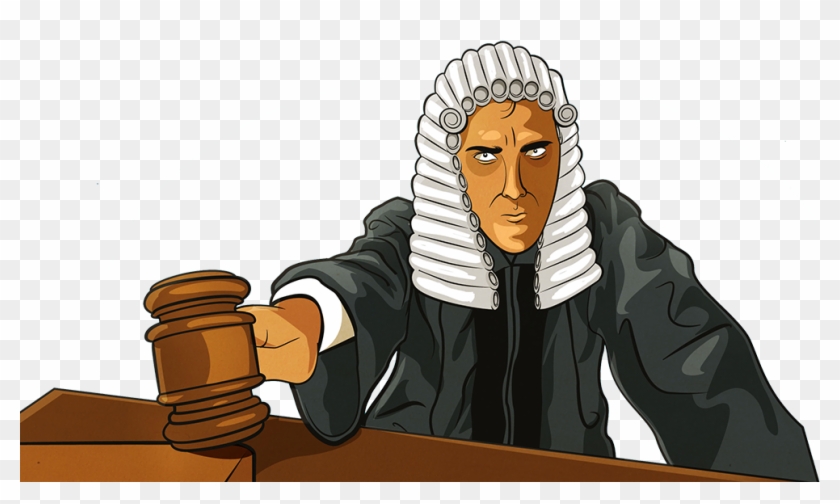 White Wigged,black Robed, Gavel Holding Judge - Judges Png #450341