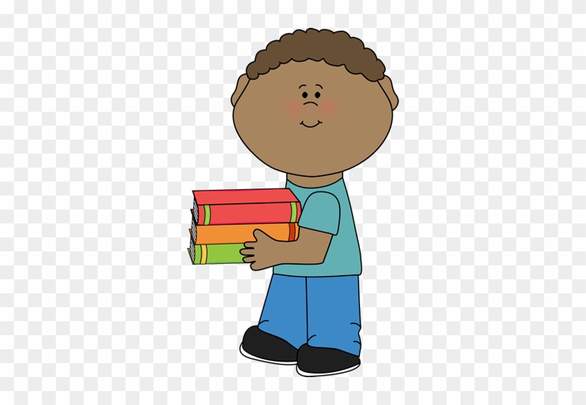 Boy Holding Books Clip Art - Boy With Books Clipart #450419