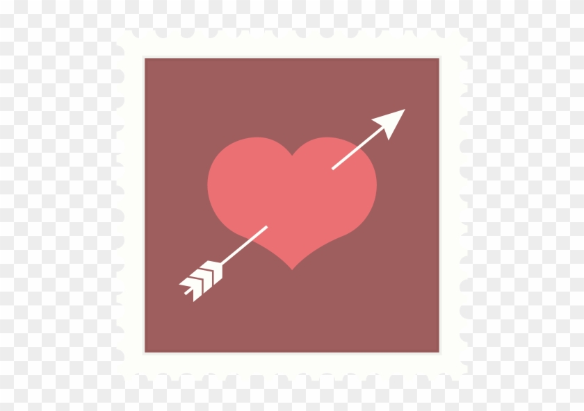 Love, Stamp, Valentine, Heart, Cupid, Arrow Icon - Corazon Con Flecha San Valentin #450651