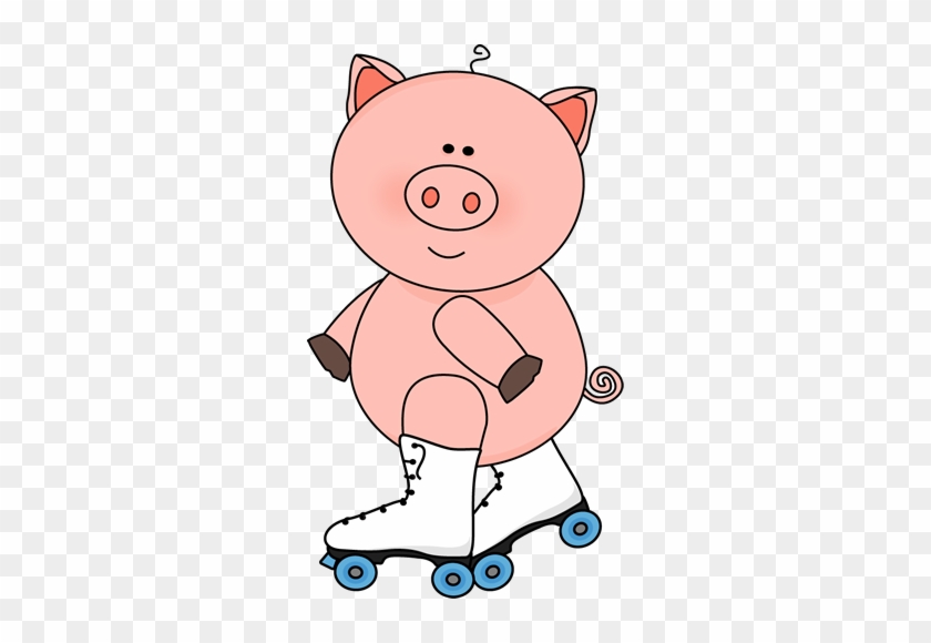 Pig In Roller Skates Clip Art - Pig On Roller Skates #450815