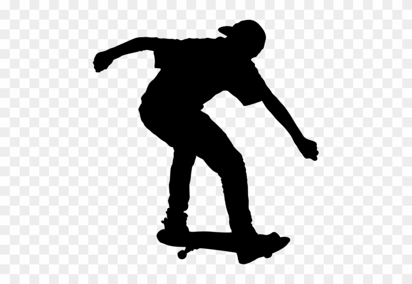 Skater Silhouette Public Domain Vectors - Skateboard Silhouette Png #450975