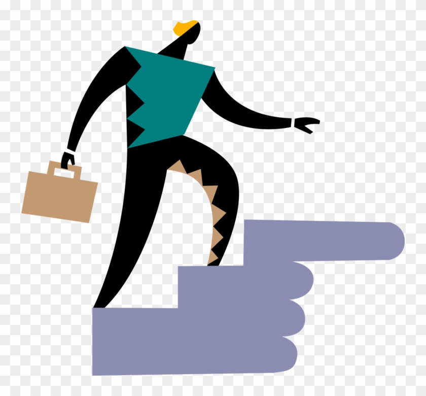 Vector Illustration Of Businessman Climbs Stairs And - Vector Illustration Of Businessman Climbs Stairs And #451466