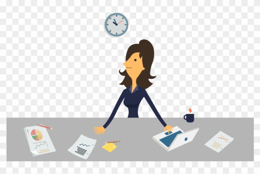 More Efficient And Happy Worker When Not Multitasking - Busy Secretaries  Cartoon - Free Transparent PNG Clipart Images Download