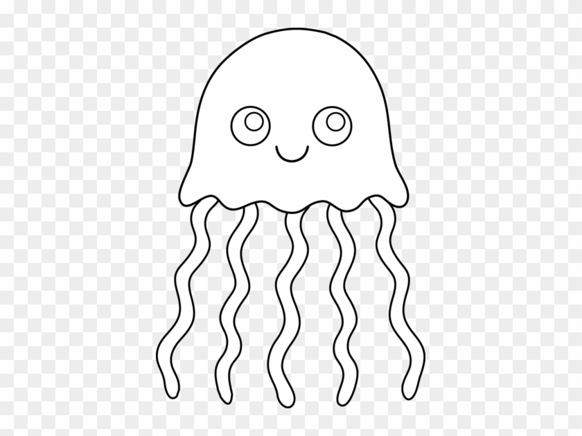 Black And White Jellyfish Clipart - Black And White Cartoon Jellyfish #451748