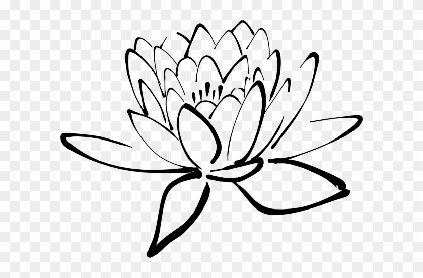 Lotus Flower Black And White Clipart #451900