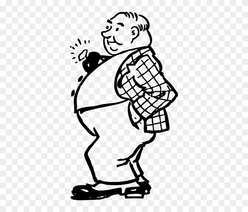 Cartoon Old, Outline, People, Man, Guy, Rich, Person, - Fat Man Clipart  Black And White - Free Transparent PNG Clipart Images Download