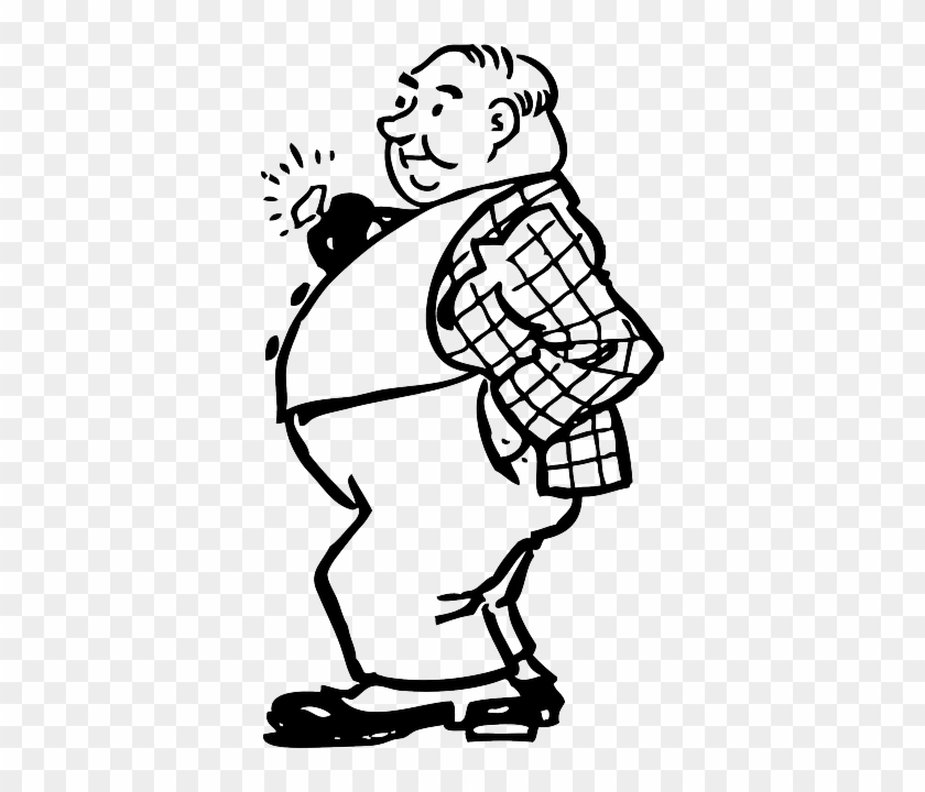 Cartoon Old, Outline, People, Man, Guy, Rich, Person, - Fat Man Clipart Black And White #452036