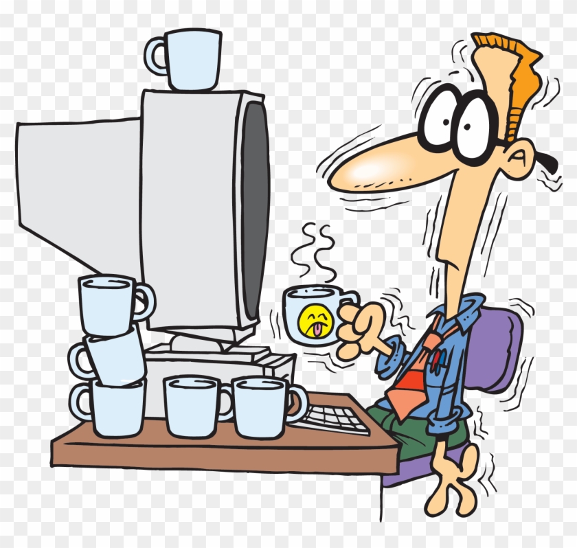 Две Чаши Кафе На Ден Е Причина Инконтиненция На Урината - Tired Office Worker Cartoon #452338