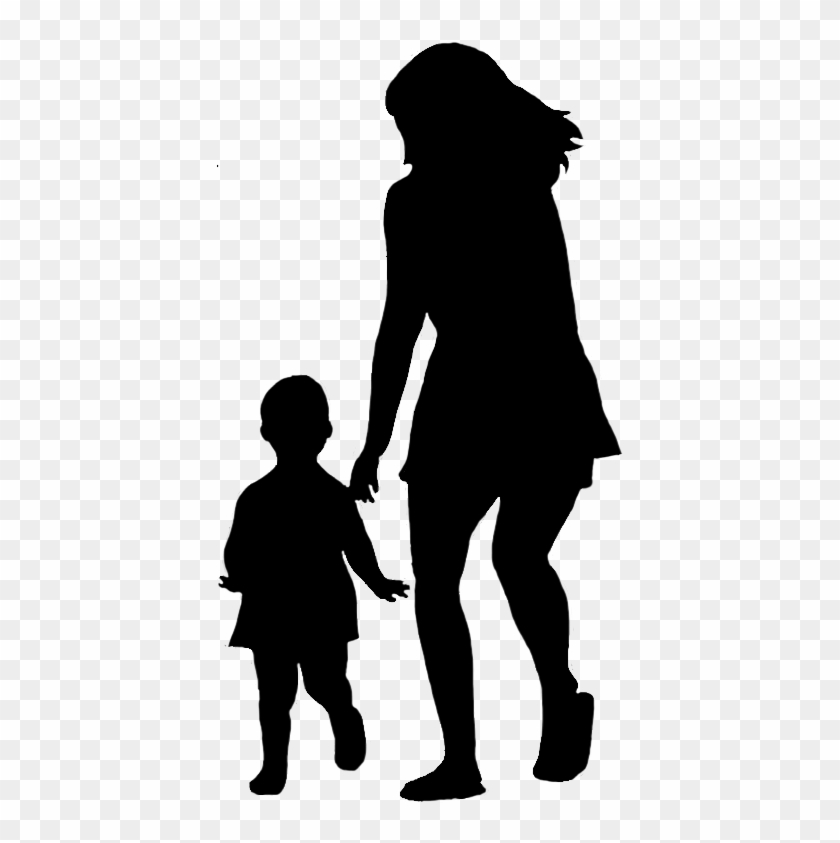 Child Silhouette Man Clipart Black And White - Silhouette Woman And Baby #453273