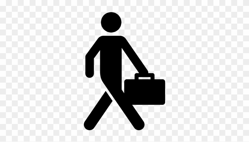 Business Man Walking With Suitcase Vector - People Walking Icon #453398