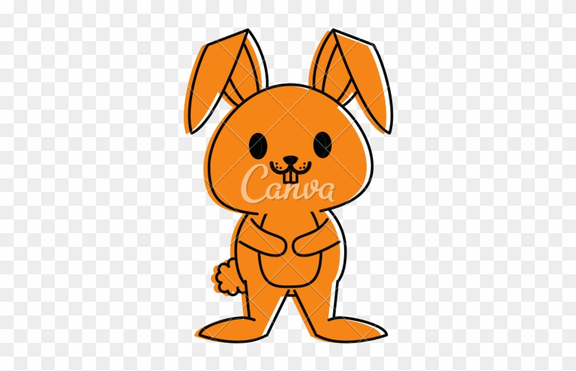 Rabbit Or Bunny Cute Animal Cartoon - Cartoon Orange Color #453579