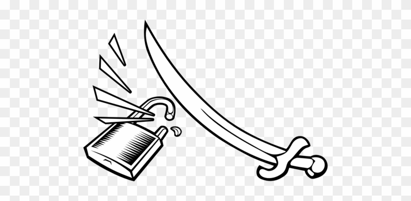 Vector Clip Art Of A Sword Cracking A Padlock Public - Ios Jailbreaking #453661