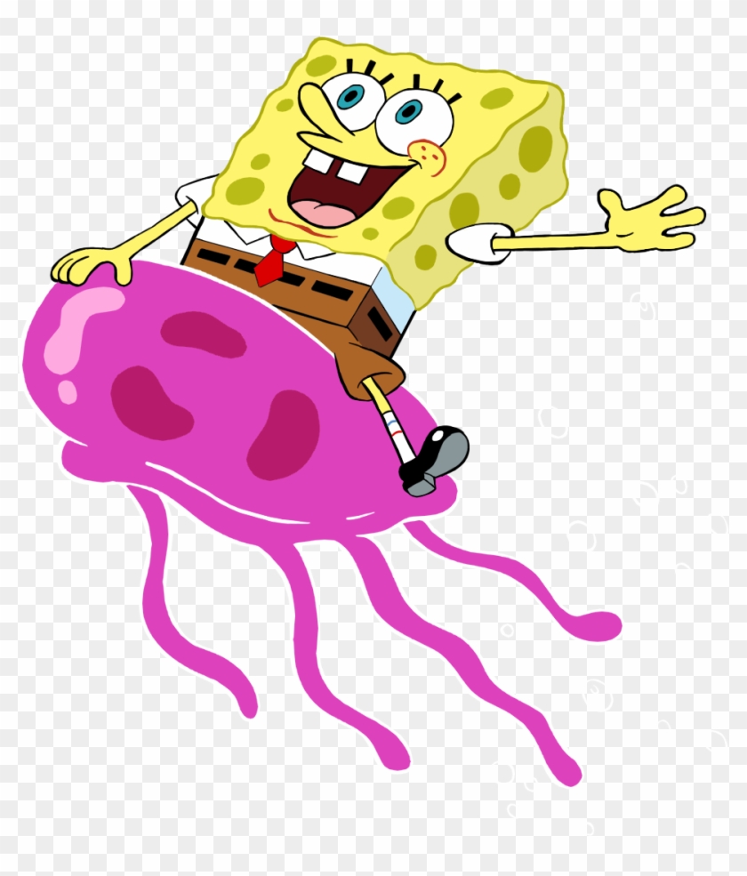 Spongebob Riding A Jellyfish By Eyecupcakes On Deviantart - Spongebob Riding A Jellyfish #455080