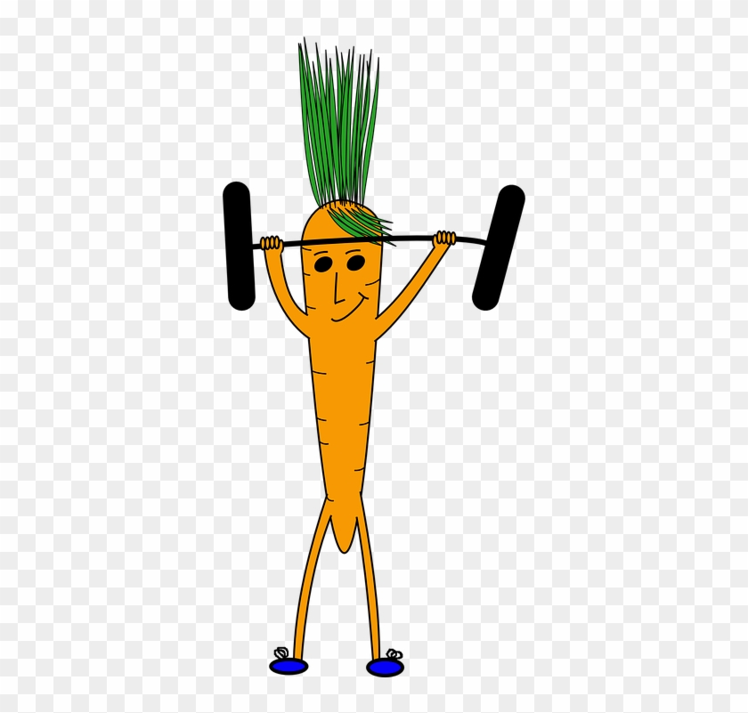 Weight Lifting Cartoon 13, Buy Clip Art - Carrot Lifting Weights #455296