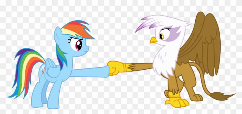 Rainbow Dash And Gilda Doing A Hoof Fist Bump By Tomfraggle - Mlp Rainbow Dash And Gilda #455397