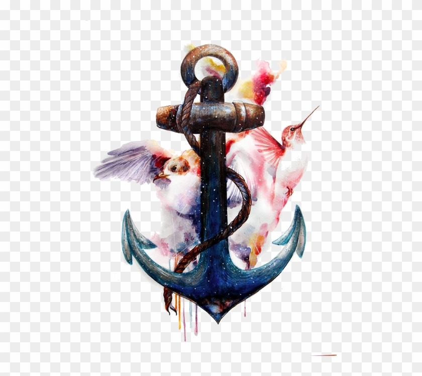 Anchor Watercolor Painting Tattoo Art - Anchor Watercolor Painting #455426