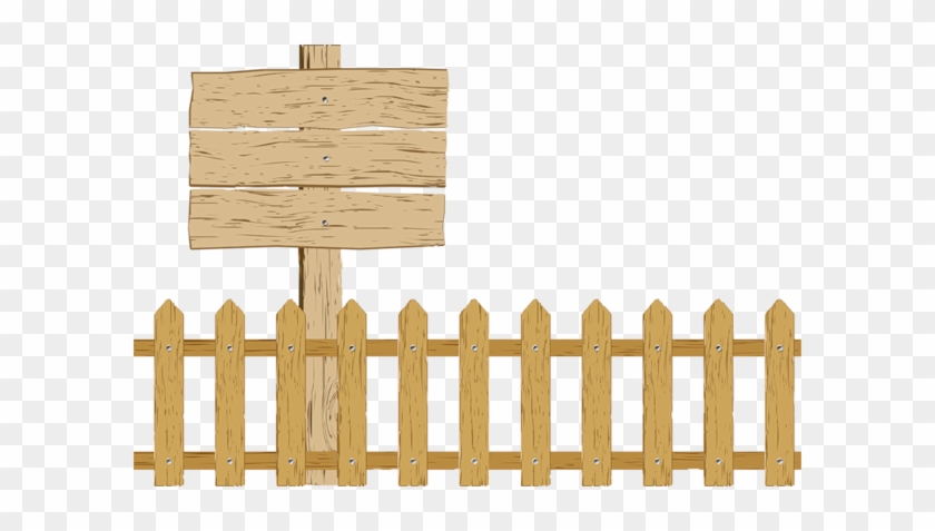 Fence And Wooden Sign - Cerquinha De Madeira Desenho #455702
