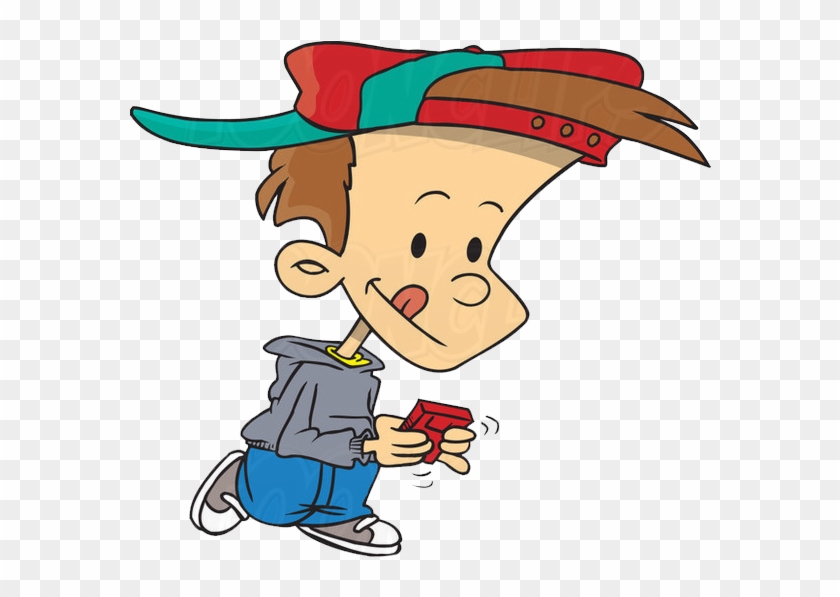 Cartoon Boy Walking And Playing A Video Game By Ron - Cartoon Boy Playing Video Games #455818