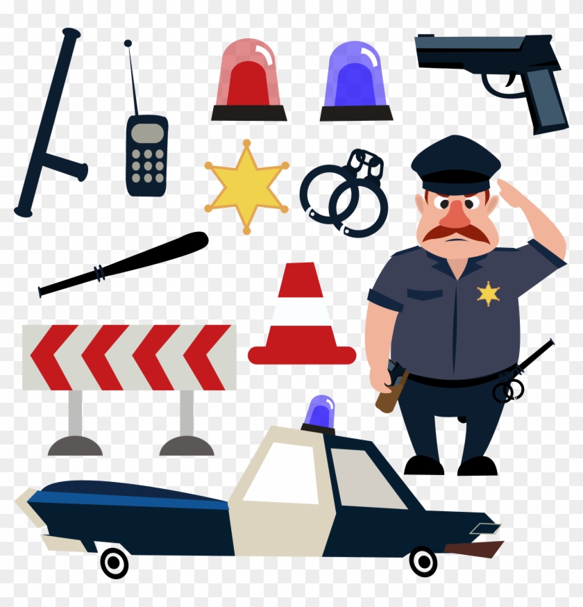 Police Officer Cartoon Illustration - Police Officer Tools #455977