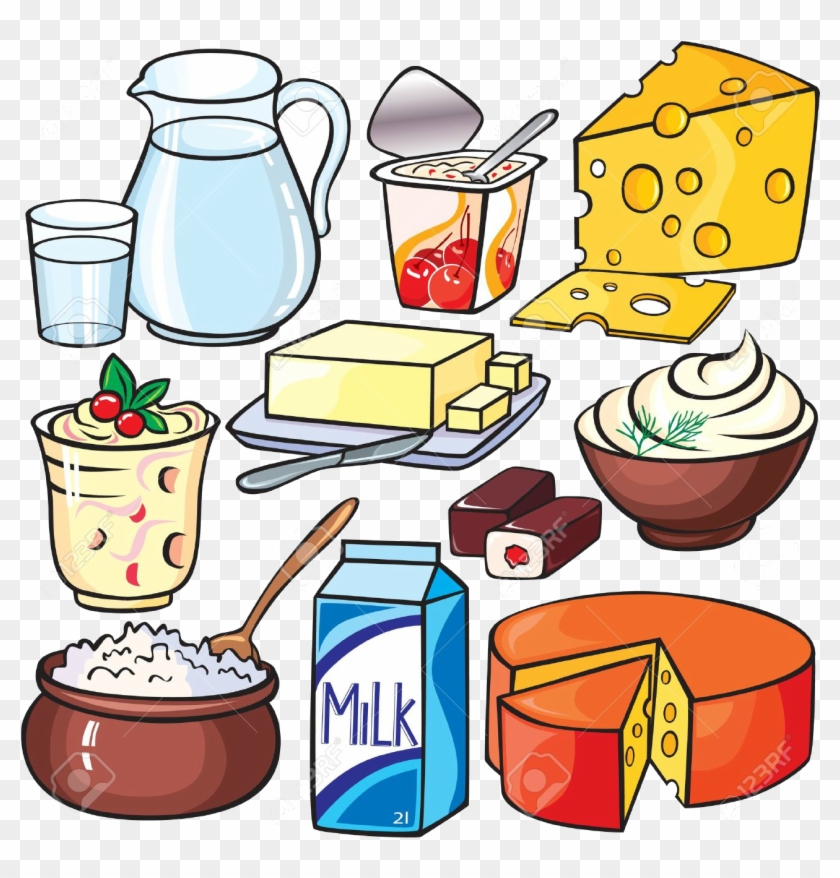 Required Daily Intake - Dairy Products Cartoons - Free Transparent PNG  Clipart Images Download