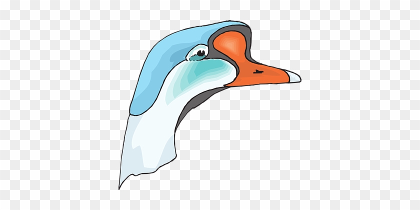 Head, Blue, White, Bird, Goose, Beak - Cabeza De Ganso Png #457842