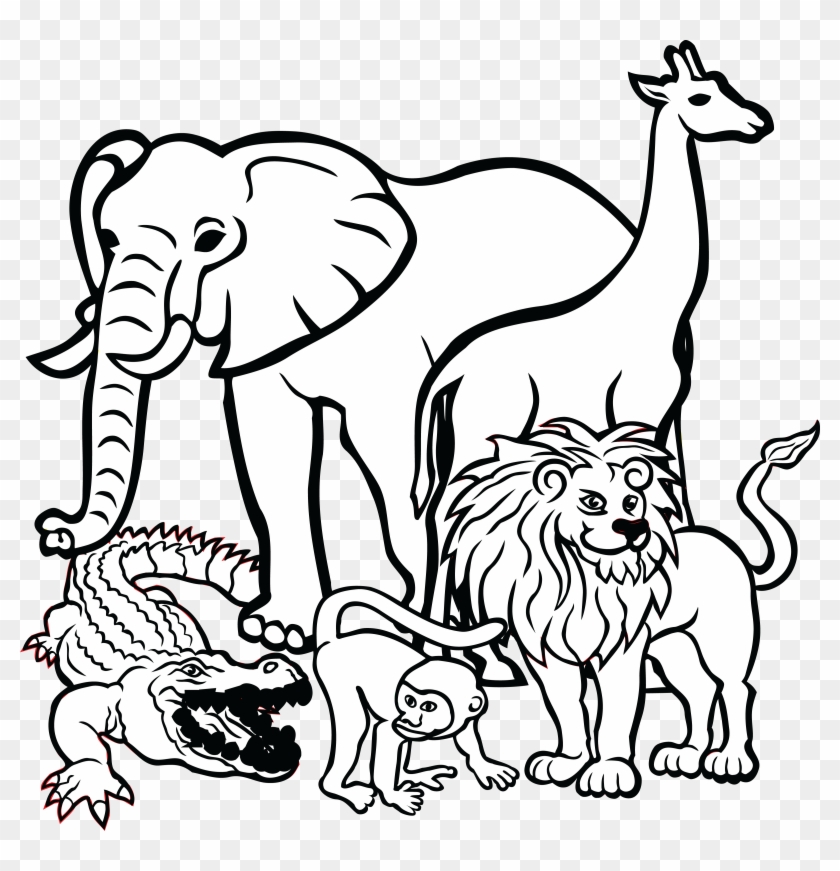 Free Clipart Of African Animals - Group Of Animals Clipart Black And White  - Free Transparent PNG Clipart Images Download