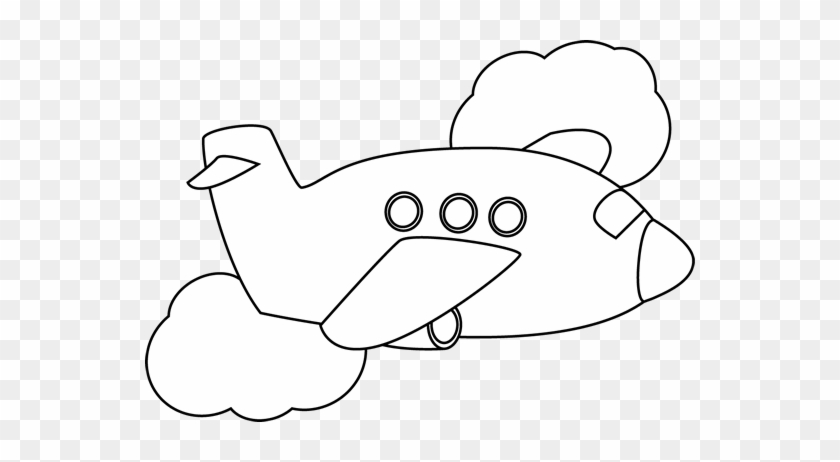 Cloud Black And White Cute Free Black And White Cloud - Flying Plane Clipart Black And White #458681