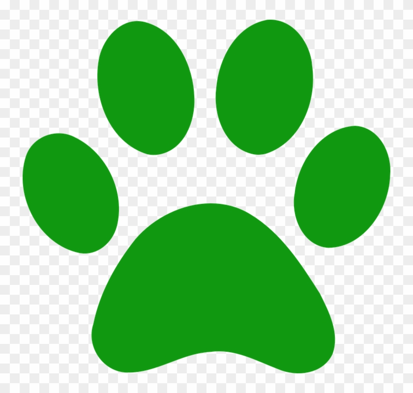 Green Cloud Clipart - Dark Green Paw Print #458701