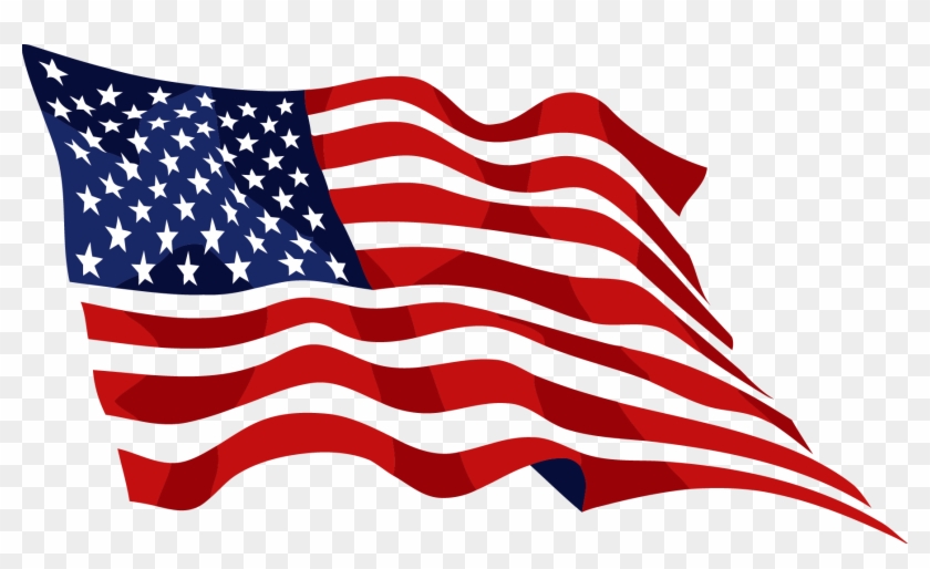 Free Black And White American Flag Png - Waving American Flag #459328