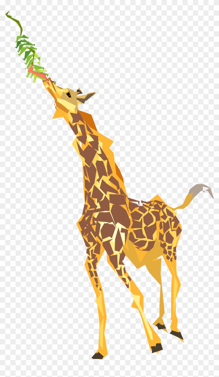 Giraffe Clipart - Giraffe Eating Leaves Cartoon #459991