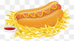Hot Dog With Ketchup Png Clipart - Hot Dog With Fries Clipart