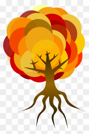 Clipart Simple Tree - Tree With Roots Clipart Fall Colors