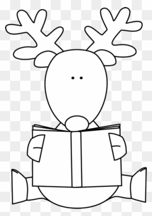 Black And White Reindeer Reading A Book - Christmas Books Black And White