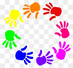 Colorful Circle Of Hands Nursery School Clip Art - Nursery Logo Clip Art