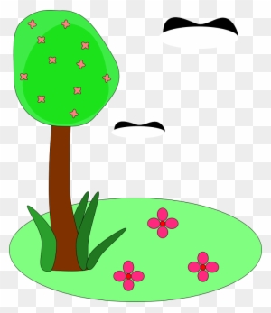 Trees And Flowers Cartoon