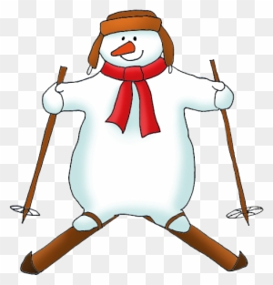Snowman On Skis Clipart - Snowman Skating Clipart