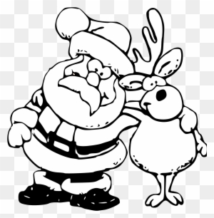 Christmas Black And White Reindeer Christmas Clipart - Funny Christmas Coloring Pages