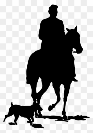 Black Horse Silhouette Clipart, Man With Horse And - He Coming Or Going
