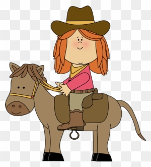 Cowboy Clip Art - Cartoon Cowgirl On Horse