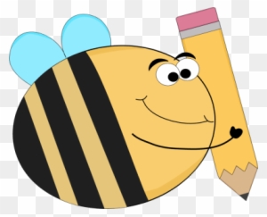 Funny Bee With A Big Pencil - Bee Clip Art Funny