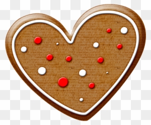 Christmas Gingerbread Heart Cookie Clip Art - Heart Shaped Cookie Clipart