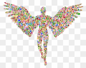 Chromatic Tiled Angel Silhouette No Background Icons - Angel Logo No Background