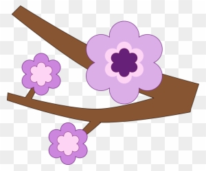 Purple Flower Clipart - Purple Flower Branch Personalised Tote