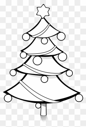 vintage christmas tree clip art black and white