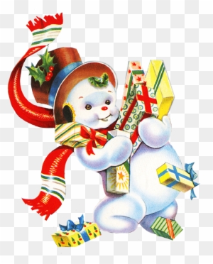 Vintage Snowman With Christmas Presents - Cartoon